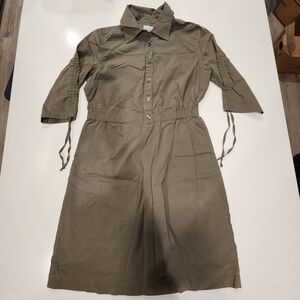 Converse Collared Dress Army Green Women's Medium M Tie Sleeves Pockets Cute EUC